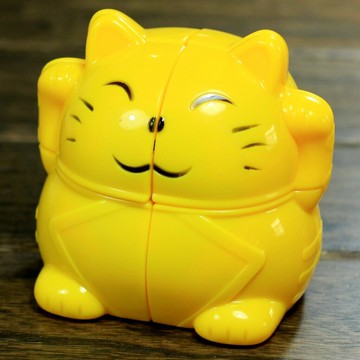 【小小店舖】永駿 招財貓 黃色 二階 概念魔術方塊  2階 永駿文化 魔方 速解品牌 可愛 異形 招財