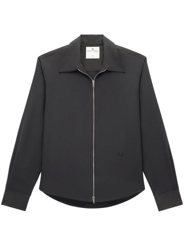 Courrèges - AC logo-appliqué zip-up shirt - unisex - Polyester - M - Black