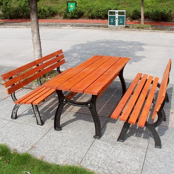 防腐木公園戶外休閑桌椅院子庭院鑄鐵露天組合鐵藝陽臺防雨防曬