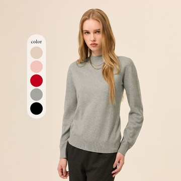 ILEY伊蕾 立領抗菌保暖綿羊毛針織上衣(五色；M-2L)