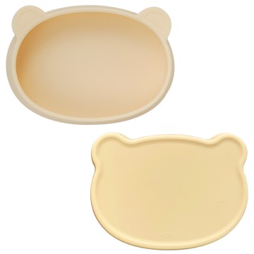 MODU'I BLUEMAMA Modu-i 矽膠小熊餐盤含蓋餐具組  奶油色  1組
