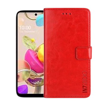 IN7 瘋馬紋 LG K42 (6.6吋) 錢包式 磁扣側掀PU皮套 吊飾孔 手機皮套保護殼