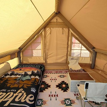 免運 快速出貨多功能休閒帳篷6.3平12平充氣帳篷戶外氣柱小屋加厚棉布野營防雨精致露營裝備