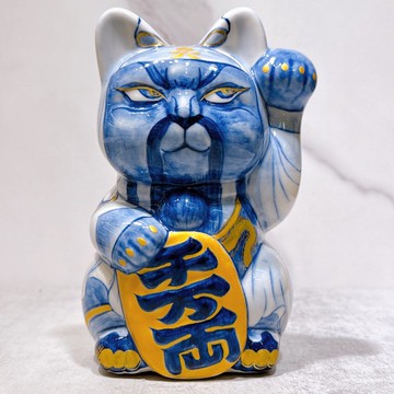 【染義招福】日本清水燒招財貓 | 染付 - 關羽