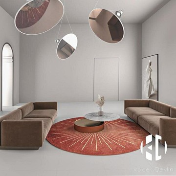 北歐風客廳臥室圓形地毯簡約梳妝臺電腦椅圓形地墊試衣間【聚物優品】