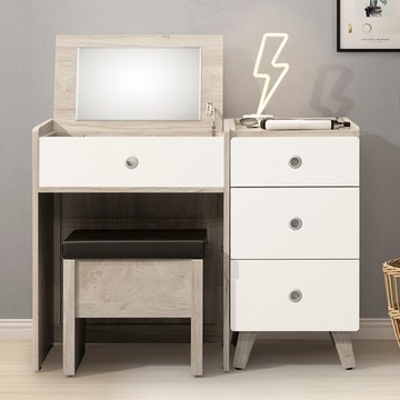 Homelike 喜家居多功能掀鏡化妝桌櫃組(含椅)(2151)-100x40x76~104cm