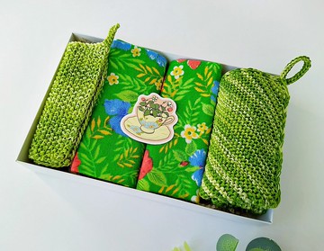 廚房禮品套裝創意，洗碗布，洗碗刷，可重複使用的紙巾，零浪費廚房