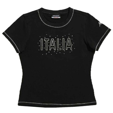 KAPPA義大利舒適女吸濕排汗彈力棉彩色圓領衫 黑