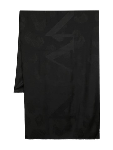 Lanvin - logo-jacquard fringed scarf - women - Silk/Wool - One Size - Black
