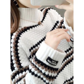 雪尼爾毛衣女2025年新款秋冬季韓版百搭寬松半高領套頭針織打底衫