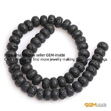 GEM-Inside Black Lava Rock Gemstone Loose Natural 12mm Spacer Beads Energy Stone Power for Jewelry Making 15''