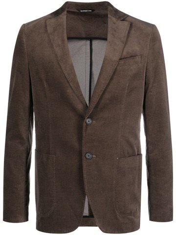 Tonello - single-breasted suede blazer - men - Cotton/Spandex/Elastane/Polyester/Viscose/Cotton - 52 - Brown