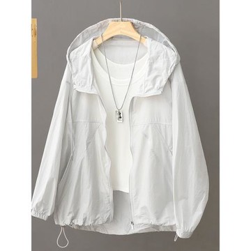 連帽防曬衫外套女寬松大碼2025夏季新款戶外連帽防曬服紫外線上衣