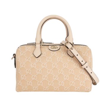 GUCCI GG 牛仔帆布二用波士頓包(淺米色)