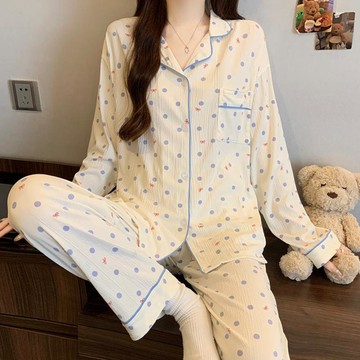 舒適睡衣 女生開衫睡衣 長袖睡衣 秋天睡衣 親膚睡衣 柔軟睡衣 甜美可愛睡衣 休閒睡衣 居家睡衣 日系睡衣 韓版家居服