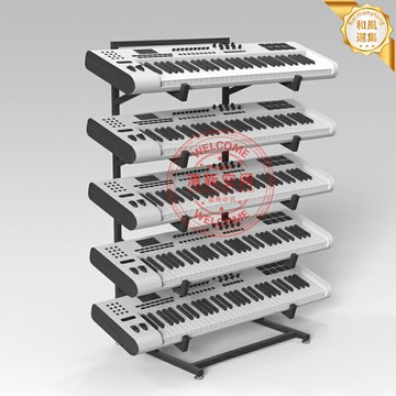 【五層穩固承重】電子琴展示架 鍵盤架 飛機架 樂器架 琴架 多層可調 金屬材質 便攜摺疊 適用於電子琴/電鋼琴/古箏 舞臺演出展示