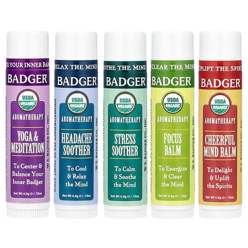 Badger, 有機芳香護理旅行套裝，5 包，每包 0.15 盎司（4.3 克）