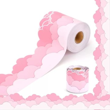10公尺彩色雲朵邊框裝飾黑板公告欄貼紙幼稚園學校背膠可任意裁剪