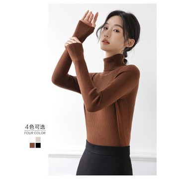 高領羊毛打底衫女2025年秋冬修身加厚內搭長袖針織衫上衣黑色毛衣