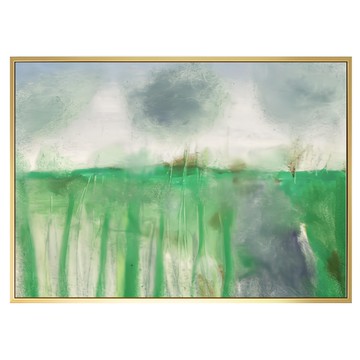 菠蘿選畫所 初夏的菖蒲掛畫 畫框 清新自然 提升居家藝術氛圍  40 x 30cm  金色