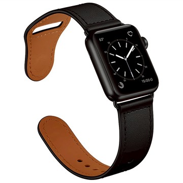 YUNMI 按扣真皮錶帶/替換腕帶  1個  黑色  Apple Watch 42/44/45/49mm