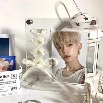 愛豆3寸小卡展示立牌拍立得照片懸浮絲帶相框閨蜜情侶紀念相冊