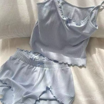 嚴選好物🌙 【2254人收藏】新款慵懶帶胸墊內搭 花邊吊帶睡衣女 夏季新款甜美居家服 睡衣 夏季睡衣 家居服 吊帶睡衣