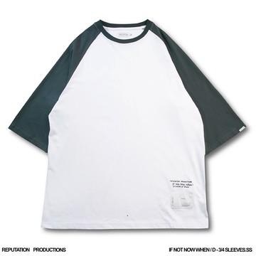 REPUTATIOND - 3/4 SLEEVES.SS 拼色T恤 白x綠