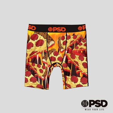 【PSD Underwear 官方旗艦店】RECREATION- 男童平口四角褲-PIZZA-橘色