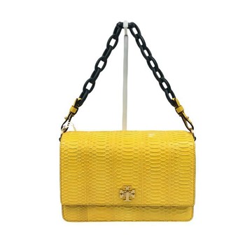 tory burch 黃色蛇皮金釦鍊條包