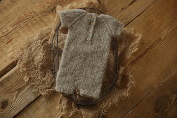 新生兒羊駝連衣褲，嬰兒連體衣，新生兒拍照道具，