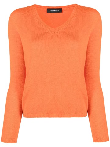 Fabiana Filippi - V-neck cashmere jumper - women - Cashmere - 42 - Orange