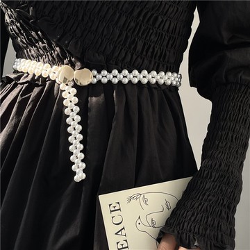 腰帶彈力珍珠女裝飾法式氣質百搭收腰顯瘦配連衣裙襯衫西裝腰鏈