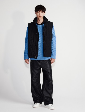 Calvin Klein 皮革寬筒斜紋長褲