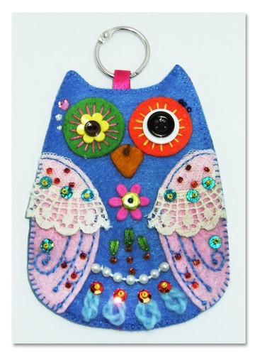 貓頭鷹卡套-藍粉紅