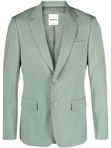 SANDRO - single-breasted virgin wool jacket - men - Polyester/Viscose/Virgin Wool - 50 - Green