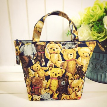| •R• | 拉鍊式防水內裡手提袋/萬用袋 | 泰迪熊Teddy Bear's