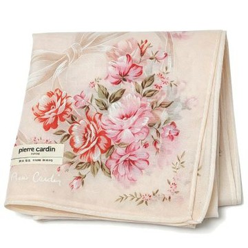 Pierre Cardin 粉白花束印花字母LOGO帕巾(46CM)