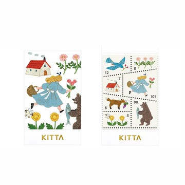 【KING JIM】KITTA隨身攜帶紙膠帶 燙金郵票貼紙 森林早晨(Mari K