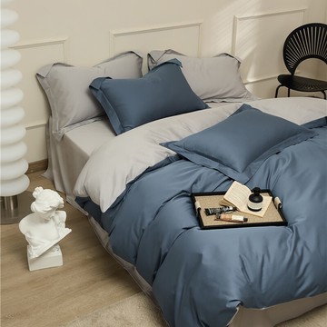 全棉100支新疆長絨棉床包組 純色雙拼四件套 床單 床包款 100s純棉四件套