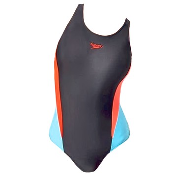 speedo Colourblock 女運動連身泳裝 SD800449517558  34  黑色