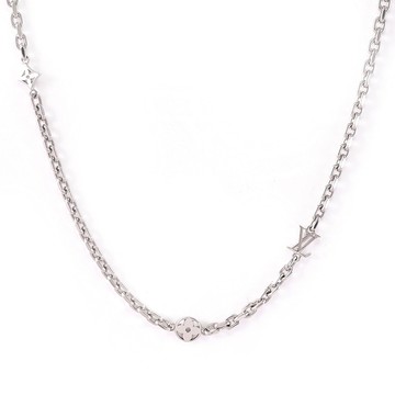 Louis Vuitton LV M02739 LV Yours 經典花紋吊墜鎖骨項鍊.銀