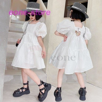 子供服 ワンピース 韓国子ども服 キッズ 女の子 夏服 半袖ワンピース 白 フレア 子供ドレス お姫様 ジュニア ベビー服 通販 Lineポイント最大get Lineショッピング