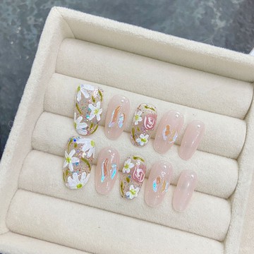 💟加一手工甲💅🏻手工穿戴甲春夏款立體手繪顯白玉蘭花清新百搭穿戴甲可拆卸成品純手工穿戴甲 7JN7