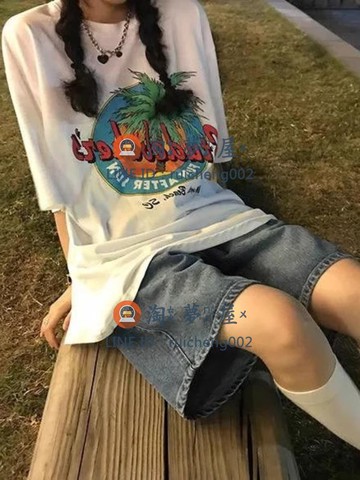 复古牛仔短裤女 夏季薄款外穿高腰显瘦五分裤子设计感直筒阔腿中裤【淘夢屋】