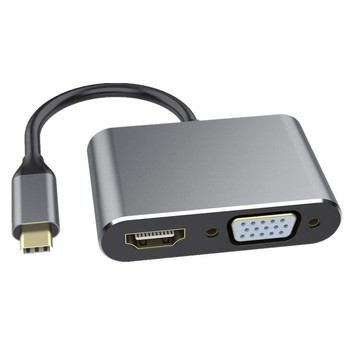 type-c轉HDMI擴展塢VGA轉換器usb-c hub 四合一同屏投影轉換器