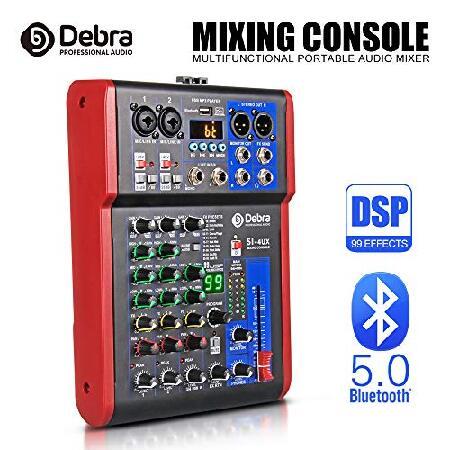 D Debra SI-4UX Professional Portable Recording Mixer Audio with 99 DSP Digital Effects Mic Preamps and USB for DJ Mixer Console Karaoke Home Recording