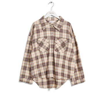 SOMETHING｜女裝｜格紋寬版長袖襯衫