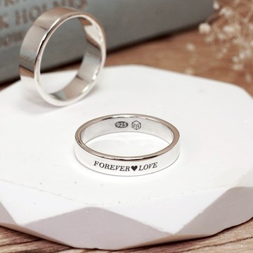 【ART64】刻字禮物 經典銀戒 4mm中版設計 925純銀戒指 祝福禮物 紀念禮物 生日禮物