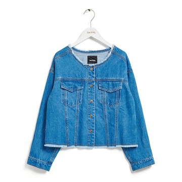 SOMETHING｜女裝｜圓領寬版牛仔外套